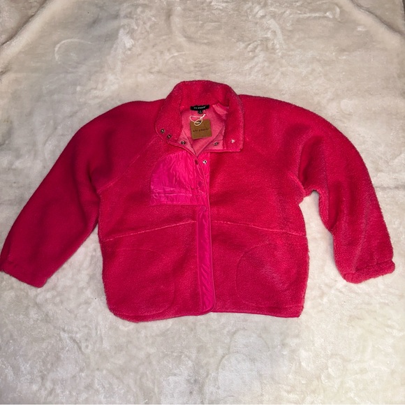 NWT Blu Pepper Pink Soft Fleece Snap Button Up Teddy Jacket Size Small - Picture 7 of 14
